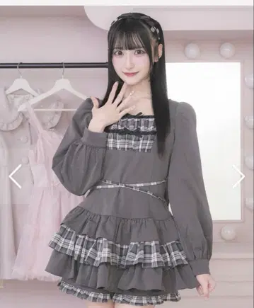 [ 미사용 새상품 ] pium 피움 사다리 리본 티어드 셋업 차콜