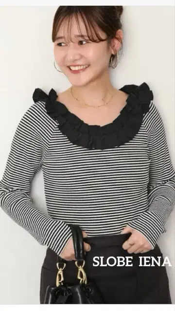 SLOBE IENA 프릴 도킹 리브 티셔츠