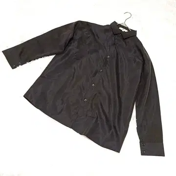 LOVERS 블랙 긴팔 셔츠 버튼 포함 남성용 광택