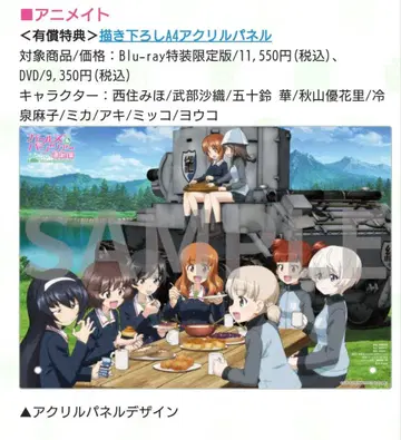 걸즈 앤 판처 애니메이트 특전 아크릴 스탠드