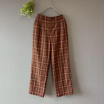 엔네아 (M) 하이웨스트 와이드 팬츠 체크 무늬 사이드 지퍼 가을/겨울