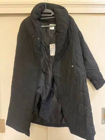 스칼라 블랙 퀼팅 롱 자켓 미사용 택 포함