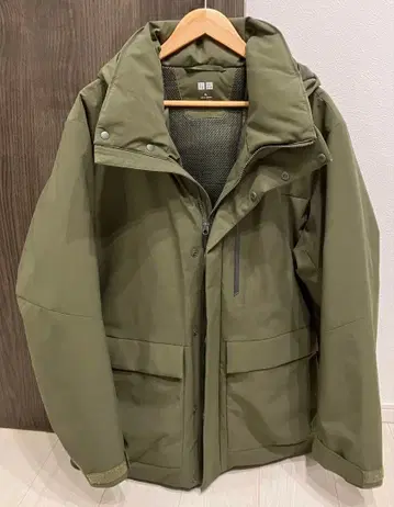 UNIQLO XL 하이브리드 다운 후드티 올리브 그린