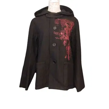 h.naoto ANARCHY 후드 부착 스컬 프린트 코트