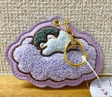 코우펜짱 복슬복슬 사가 자수 키링 보라색