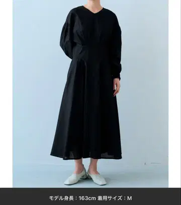 IEDIT 키쿠치 아츠코 콜라보 코튼 린넨 빈티지풍 원피스 블랙