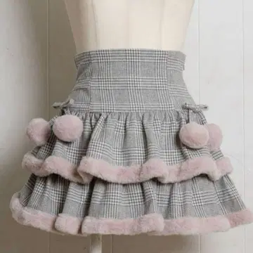 pium 피 퍼 달린 티어드 미니 스커트