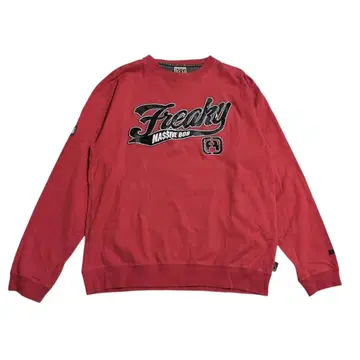FREAKY 입체 자수 로고 긴팔 셔츠 맨투맨 Y2K 00s B계 빨간색