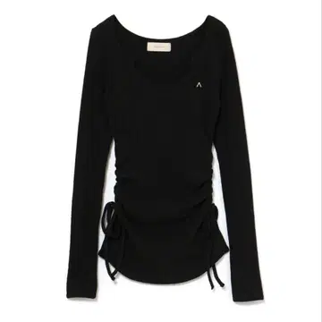 andmary Lala shirring ribbon tops black