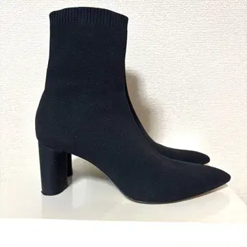 ZARA 스퀘어토 스트레치 니트 숏부츠 38 블랙 힐