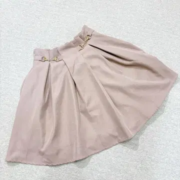 에블린 비트 무지 스커트 미니 플레어 더스티 핑크 허리밴딩 프리 사이즈