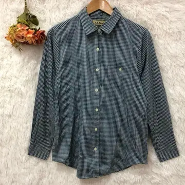 엘엘빈 깅엄 체크 긴팔 셔츠 [ M ] 코튼 파랑