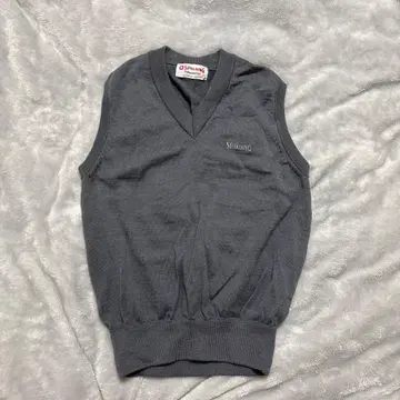 SPALDING 그레이 V넥 슬리브리스 베스트 니트