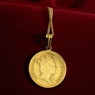 금 도금 골드 플레이트 엘리자베스 코인 펜던트 목걸이