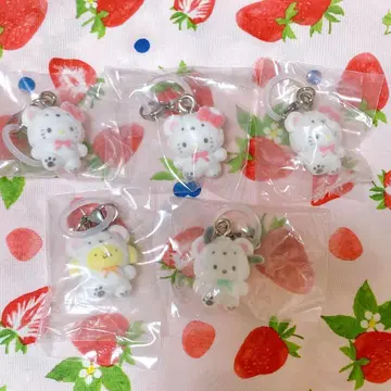 산리오 메지루시 액세서리 캡슐 토이 메지루시 참 후와후와 스노우