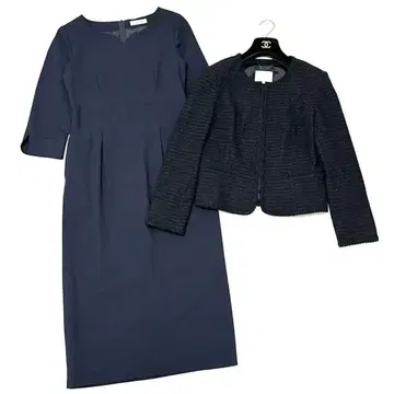 컨디션 최상 23구 x 내추럴 뷰티 엄마 여성 수트 트위드 M 네이비