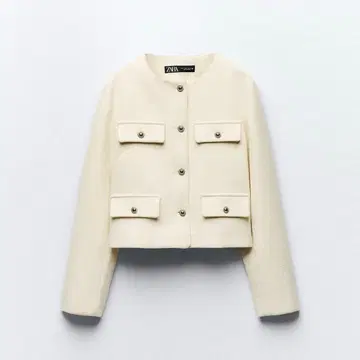 [ 완판템 ] ZARA 플랩 크롭 자켓 화이트