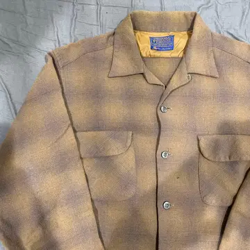 60s 펜들턴 보드셔츠 오픈 카라 옴브레 브라운 울 셔츠