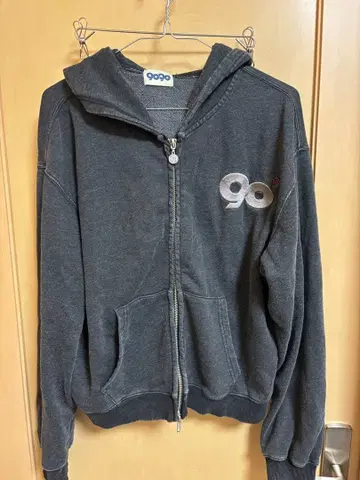 9090s 그레이 풀 지퍼 후드티