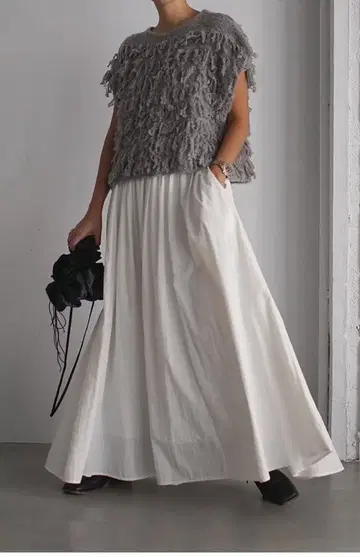 2way Boucle Fringe Knit Tops