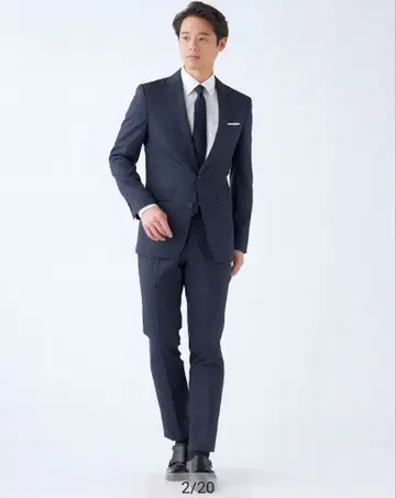 정장 셀렉트 네이비 체크 무늬 비즈니스 정장 A6 세탁 가능 4S