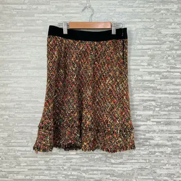 루니 트위드 믹스 컬러 스커트 38 미니 기장 새상품 택 포함