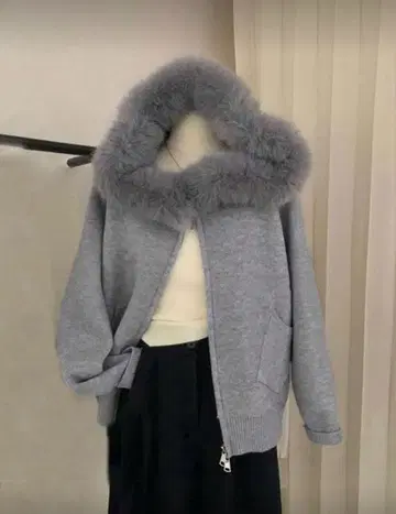 새상품 SHEIN 그레이 퍼 니트 후드티