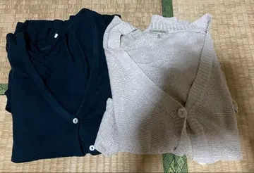 네이비와 그레이 베이지 가디건 L, LL