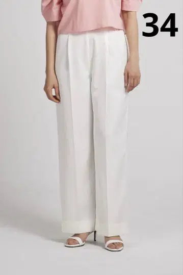 yori 화이트 새틴 와이드 팬츠 화이트