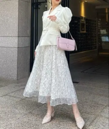 로얄 파티 레이스 플리츠 자켓 원피스