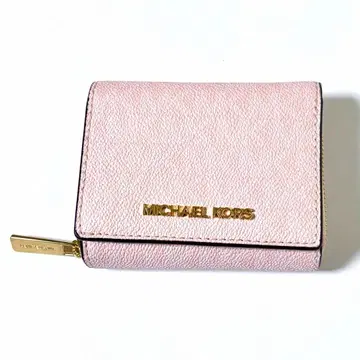 마이클코어스 3단 폴더형 지갑 핑크 MK 시그니처