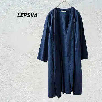 LEPSIM 네이비 롱 가운 가디건 F 사이즈 린넨 혼방 겉옷