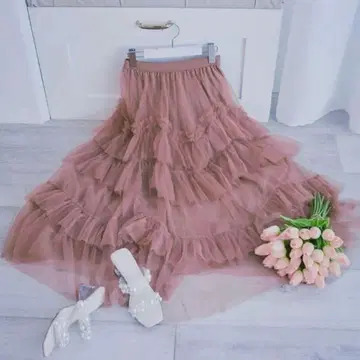 실루엣 라떼 캉캉 스커트 핑크