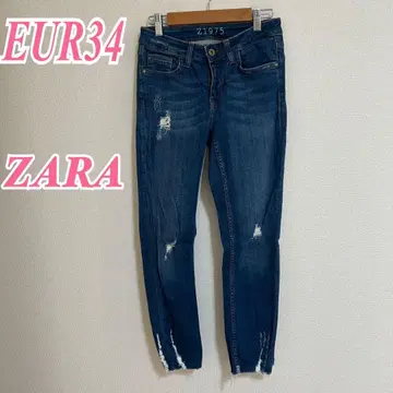 ZARA 스키니 데님 팬츠 EUR34 블루 캐주얼 코디