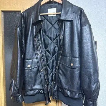 Java 블랙 가죽 자켓 퀼팅 안감