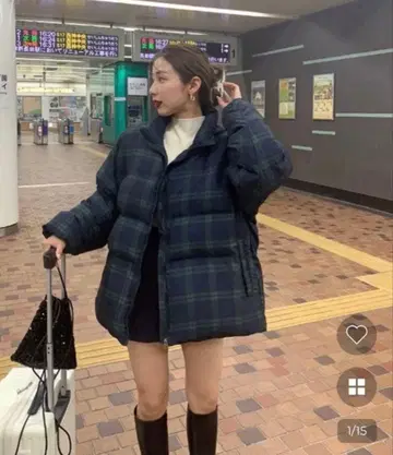 nugu 체크 다운 자켓