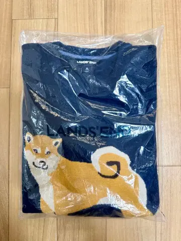 랜즈 엔드 시바견 디자인 스웨터 M 사이즈 네이비