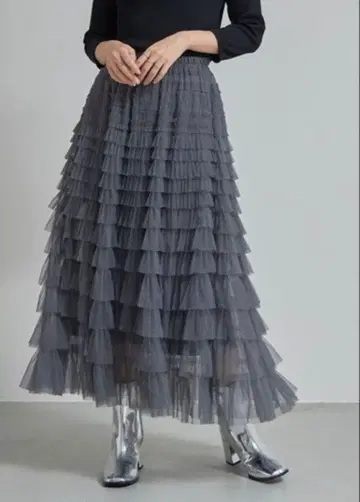 앤드 도트 노스탤지어 튤 캉캉 스커트 그레이