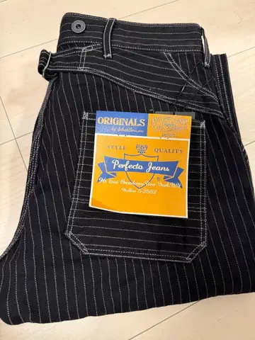 Schott Perfecto Jeans 블랙 스트라이프 32