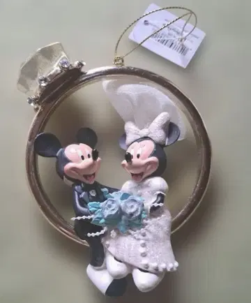 크리스마스 오너먼트 미키 & 미니 웨딩 반지 미니 컴팩트