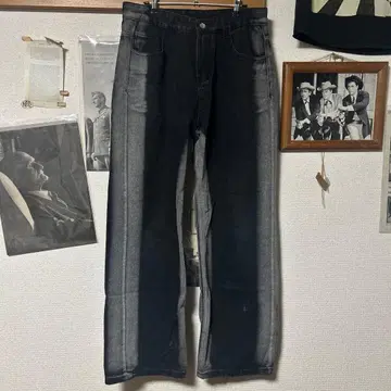 그라데이션 블랙 스트레이트 데님