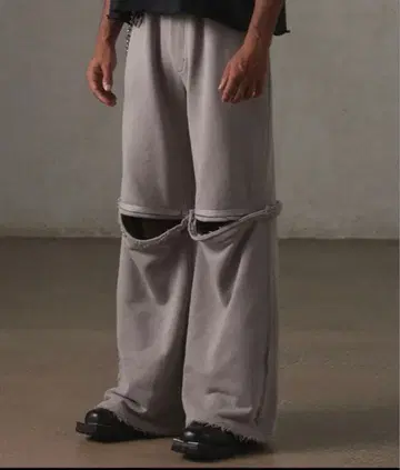 [ 완판템 ] GRANCY 지퍼 디자인 스웨트 팬츠 그레이 S 사이즈