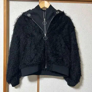 블루종풍 후드티 블랙