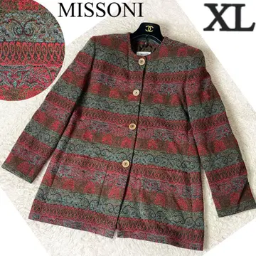 10 미쏘니 노카라 자켓 올 패턴 빅 사이즈 빨간색 레드 XL