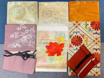 다색 꽃무늬 오비 후쿠로 오비, 나고야 오비, 반폭 오비 7종 세트