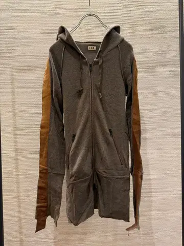 00s archive L.G.B. knit leather hoodie