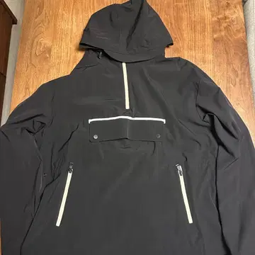 [ 새상품급 ] ZARA 나일론 풀 후드티 하프 지퍼 블랙 XL