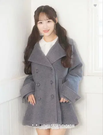 evelyn 샤기 빅 칼라 P 코트