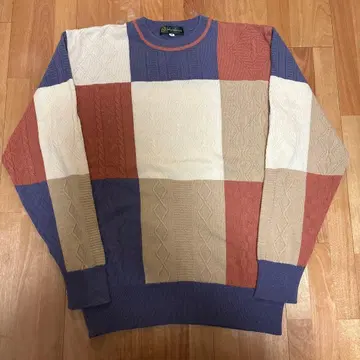 HONMA 골프 멀티 컬러 니트 스웨터 패치워크 캐시미어 100 M