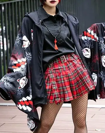 2 ACDCRAG 히간바나 () 기모노 지퍼 후드티 미사용 새상품